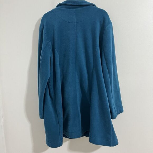 Roaman's Fleece Jacket Size 1X Teal Blue Swing Coat Button Up Mid Length Outdoor - Picture 4 of 6